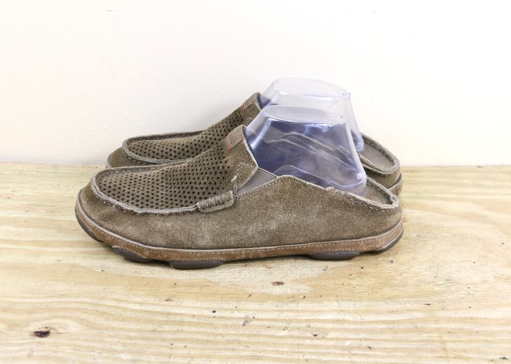 Olukai Mens 9 Brown Suede Leather Moloa Kohana Slipper Slip On Shoes